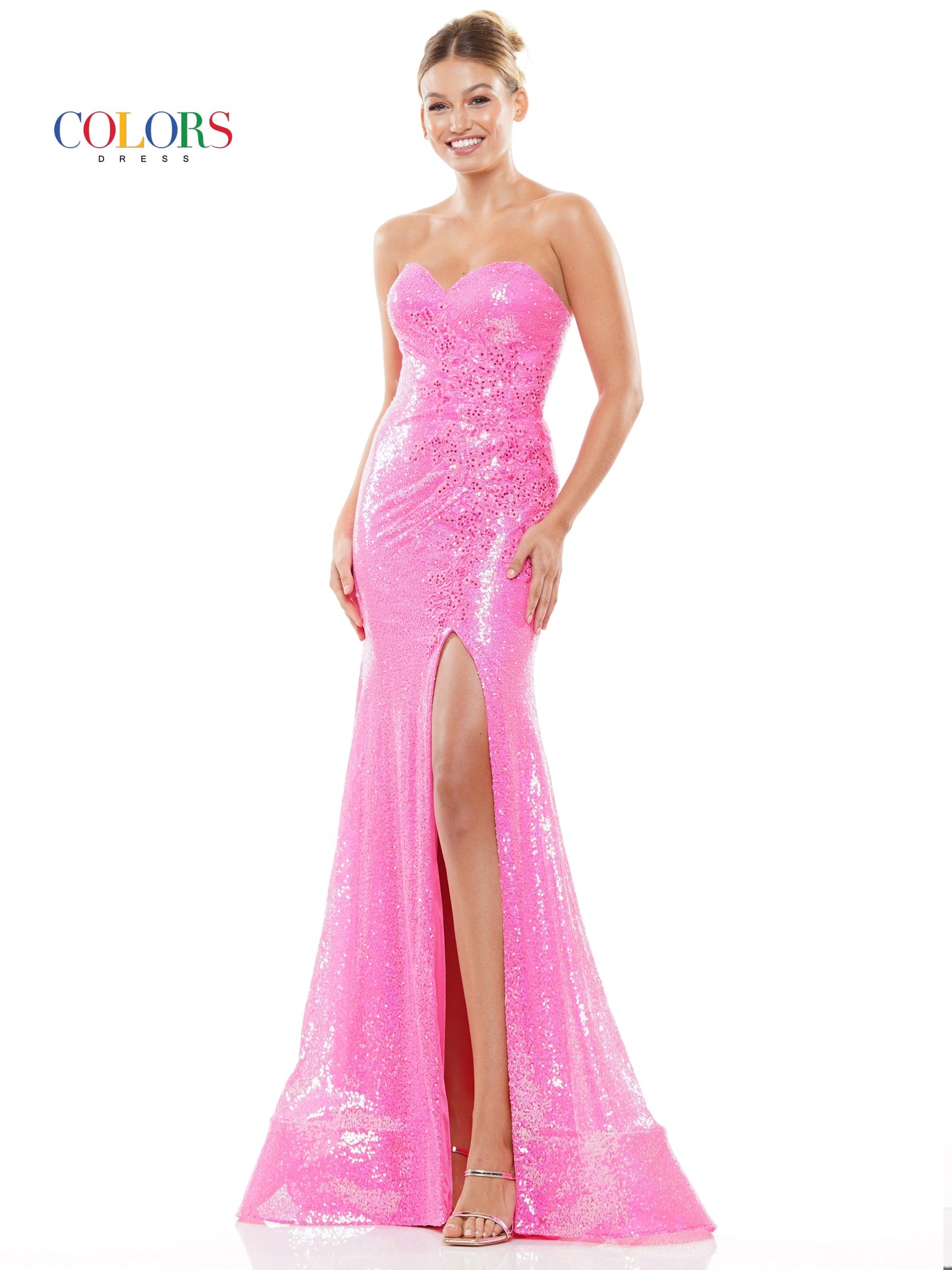 Colors 3109 Long Formal Strapless Sweetheart Fitted Prom Dress