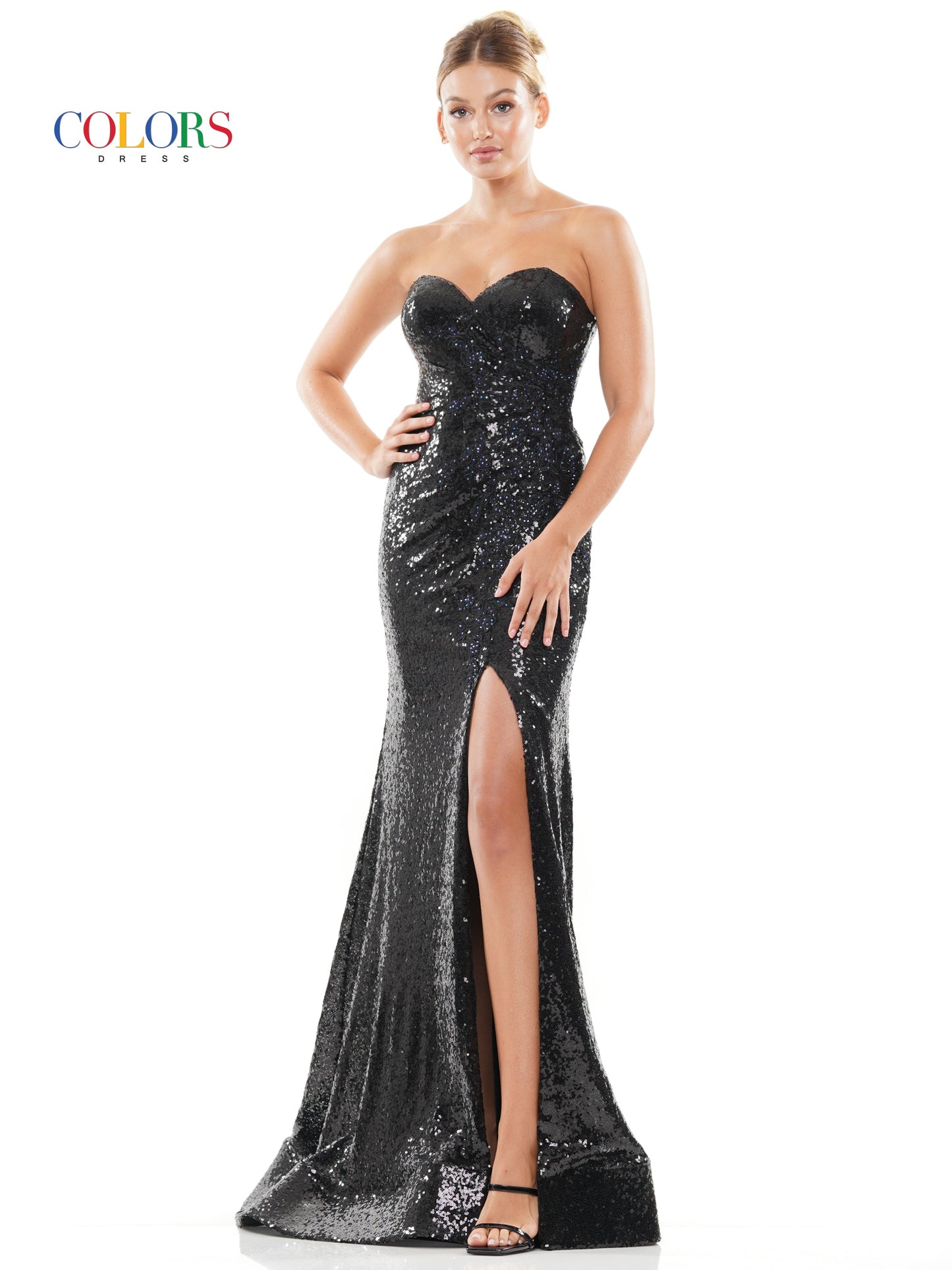 Colors 3109 Long Formal Strapless Sweetheart Fitted Prom Dress