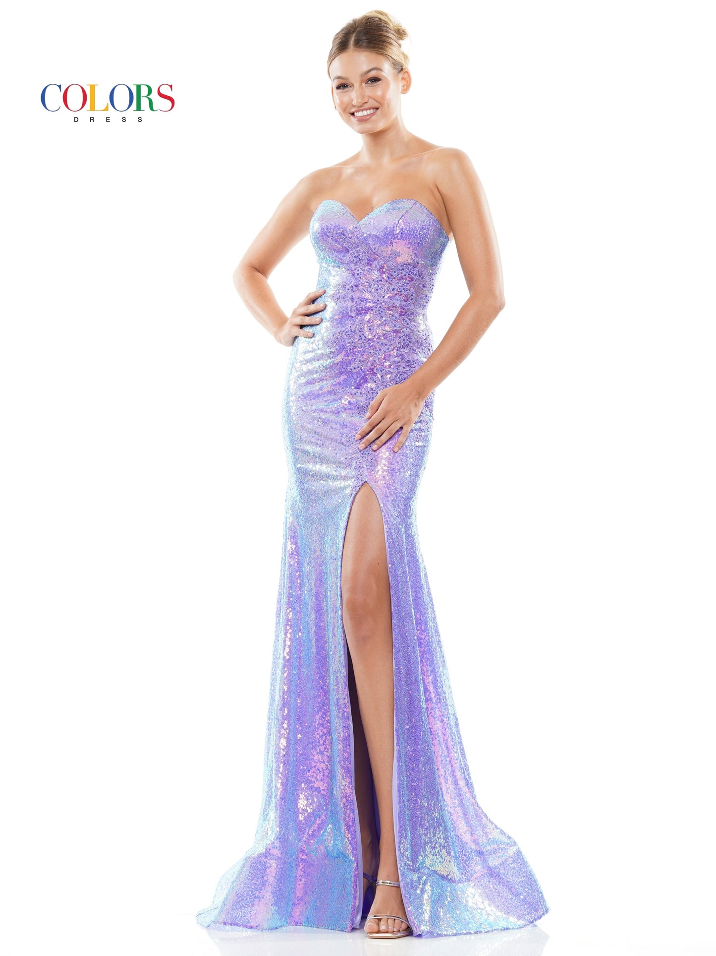 Colors 3109 Long Formal Strapless Sweetheart Fitted Prom Dress
