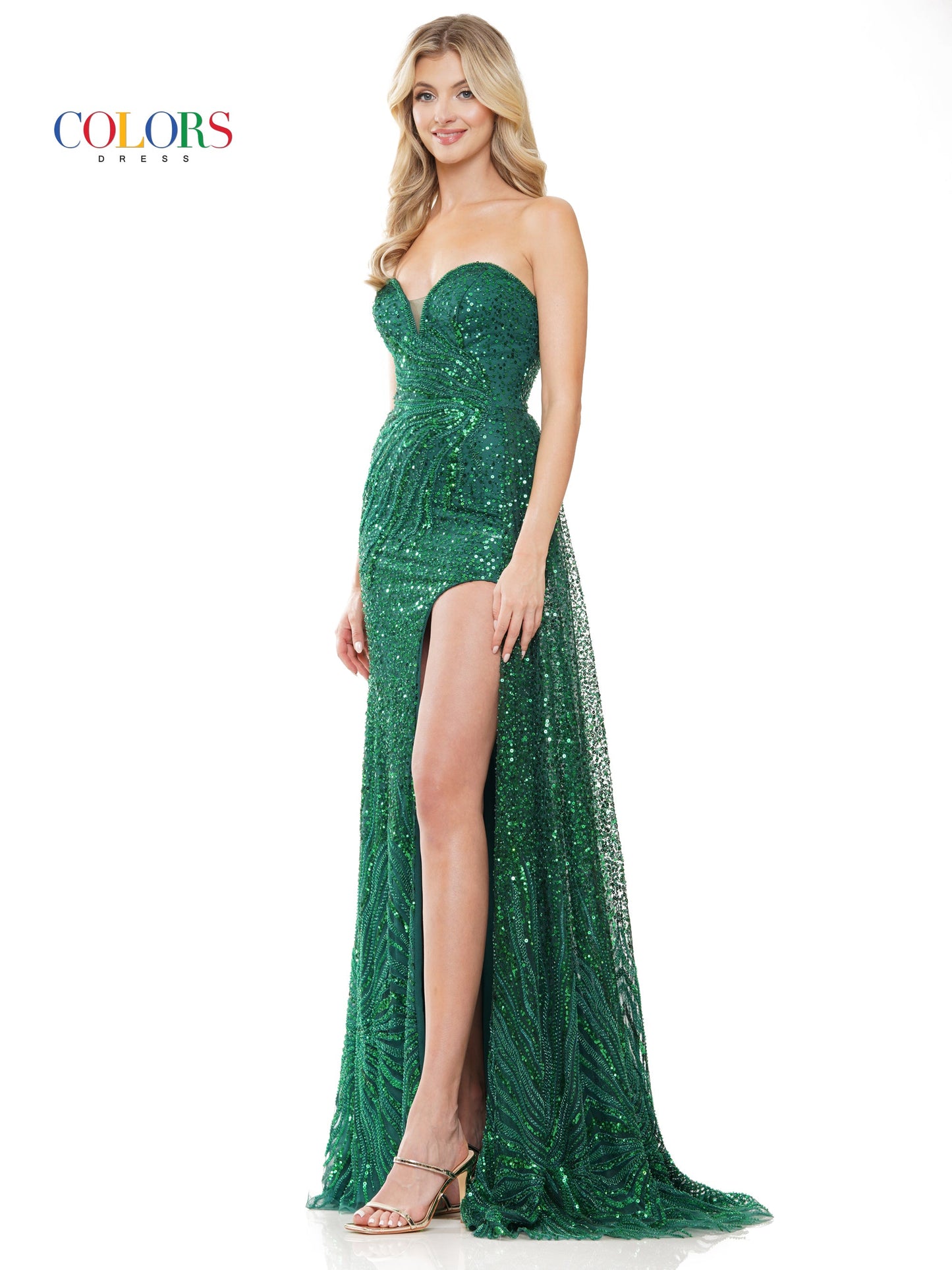Colors 3122 Long Fitted Strapless Prom Formal Dress