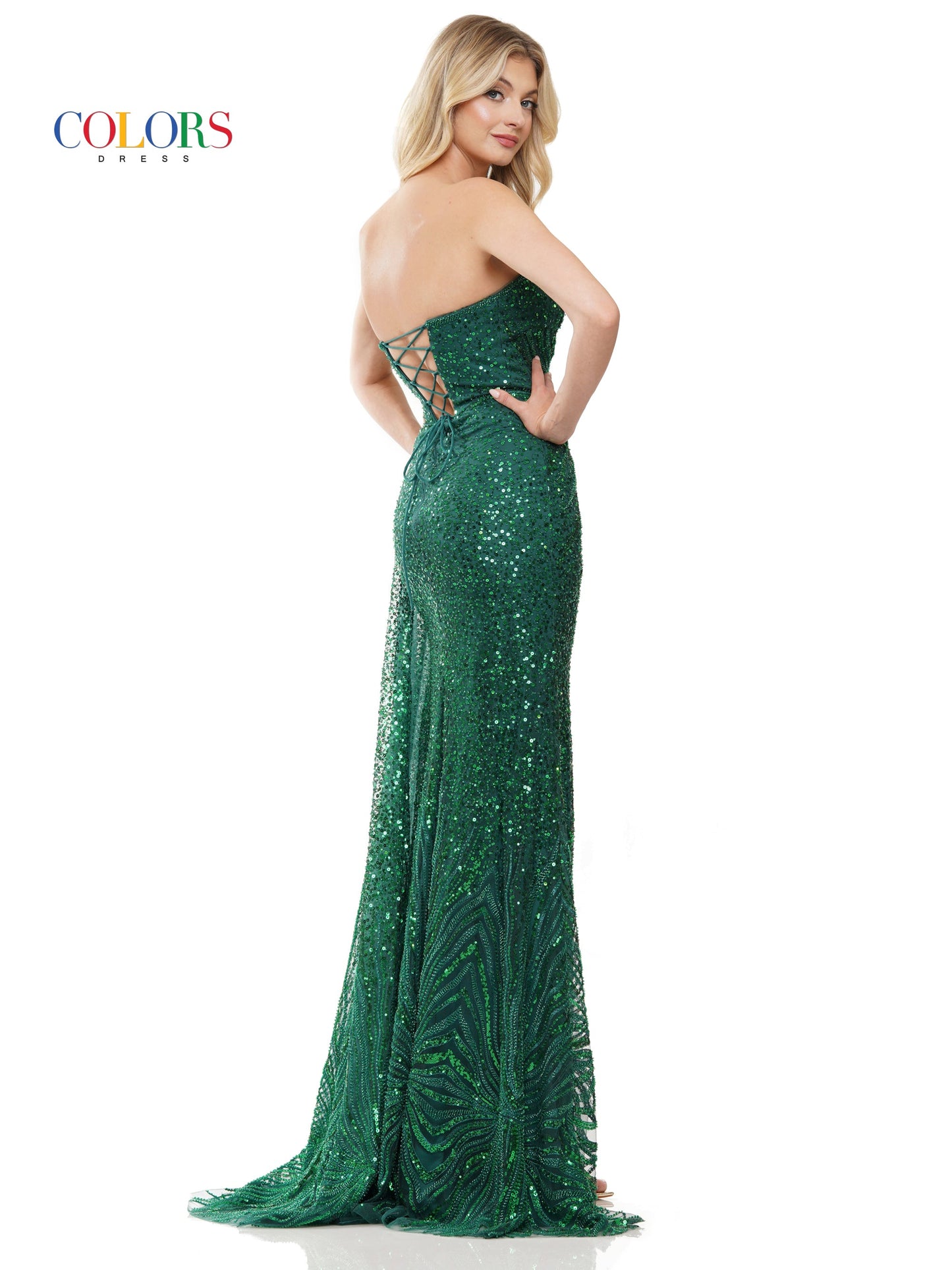 Colors 3122 Long Fitted Strapless Prom Formal Dress