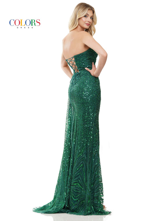 Colors 3122 Long Fitted Strapless Prom Formal Dress