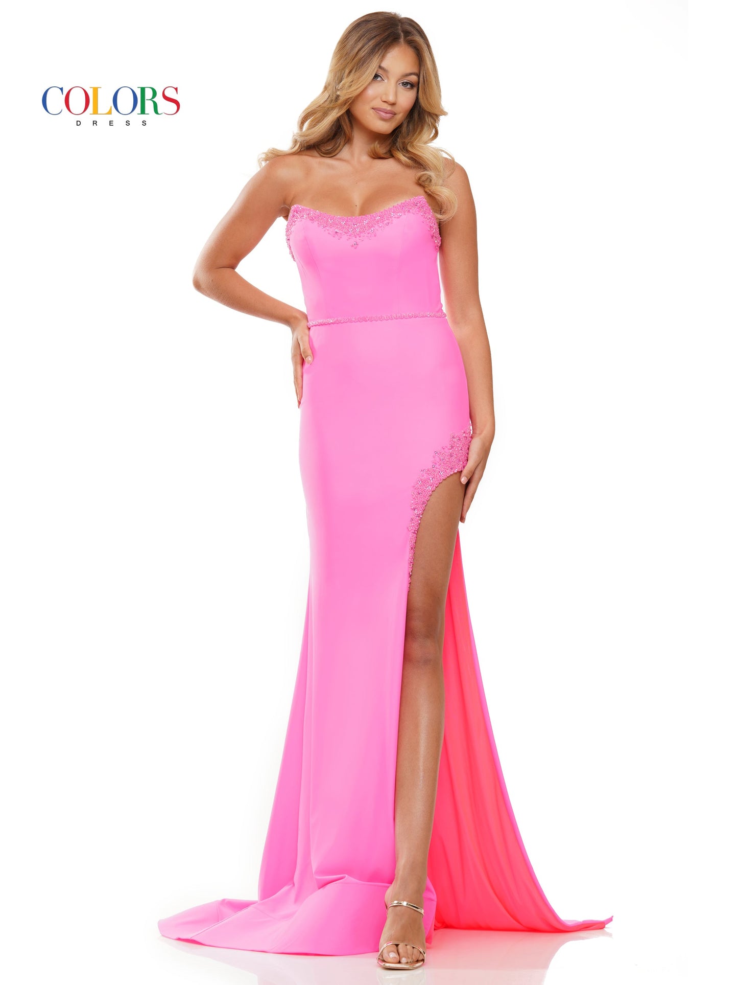 Colors 3167 Formal Strapless Fitted Prom Long Dress