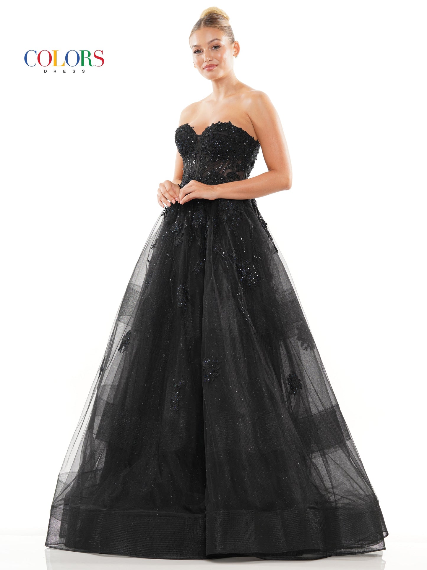 Colors 3179 Prom Long Strapless Sweetheart Bolero Ball Gown