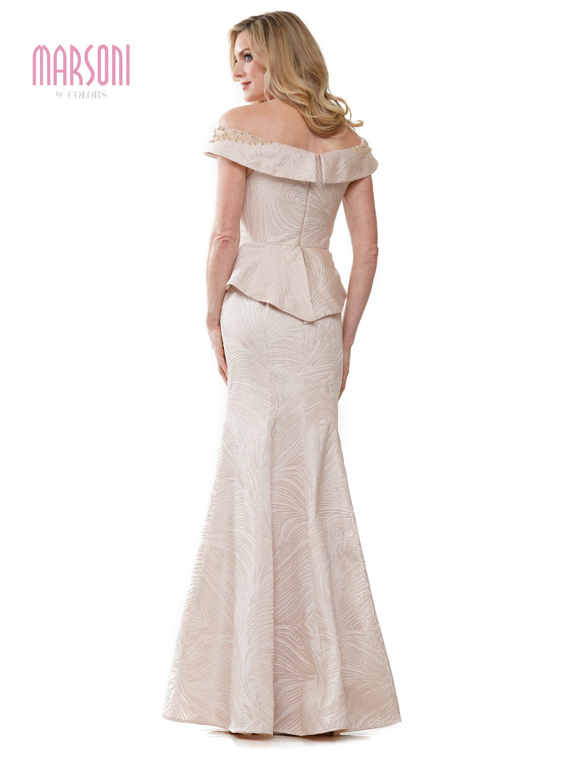 Marsoni MV1253 Mother of the Bride Long Beaded Off Shoulder Dress